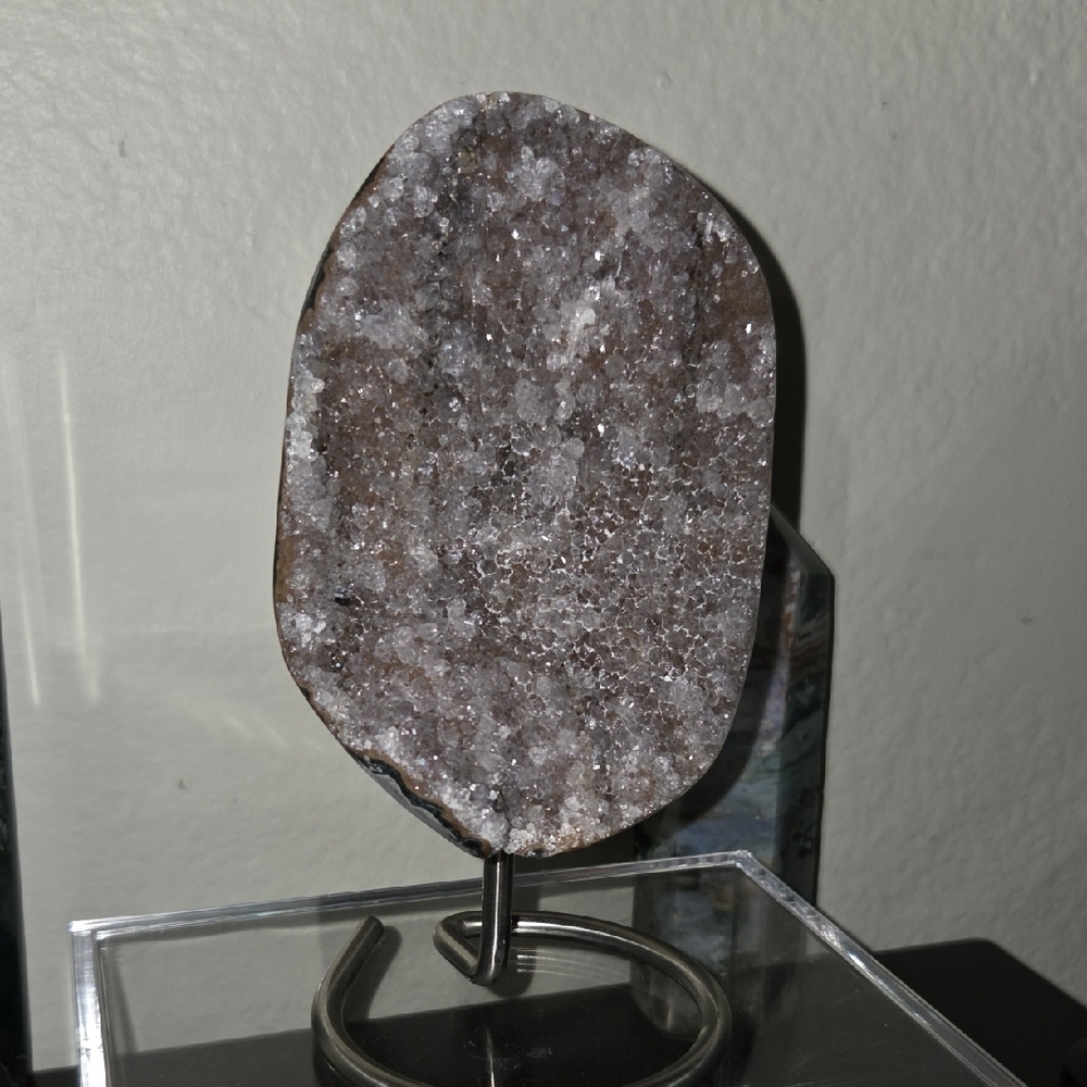 Druzy Amethyst Cut Base On Stand NEW Gift Idea Natural Crystal